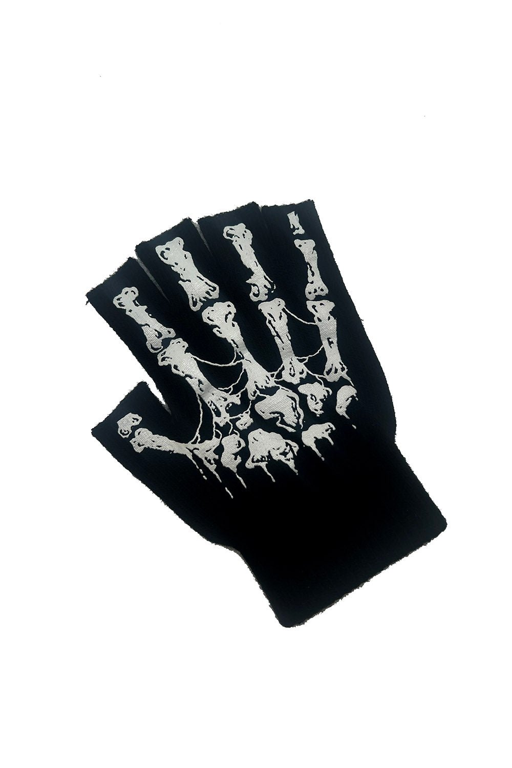 Skull Gloves Unisex Skeleton Fingerless Gloves - Black Warm