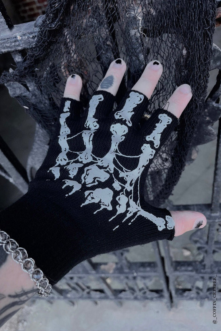 Dead Inside Fingerless Skeleton Gloves - gloves & armwarmers - VampireFreaks - VampireFreaks