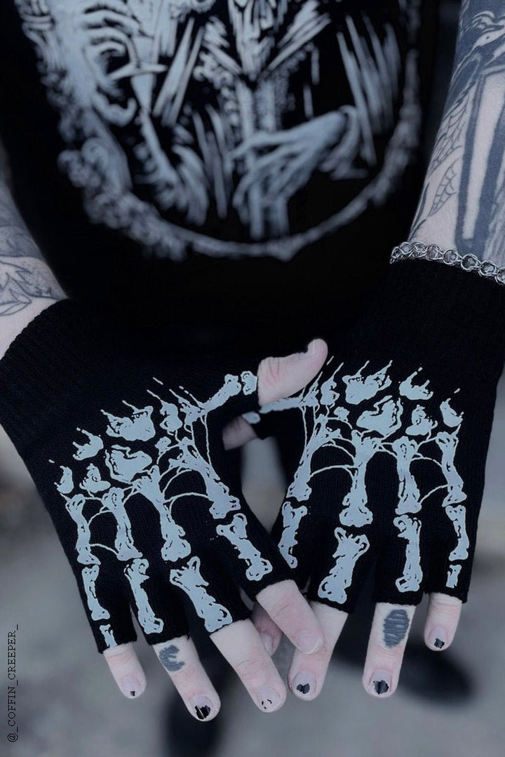 Dead Inside Fingerless Skeleton Gloves - gloves & armwarmers - VampireFreaks - VampireFreaks