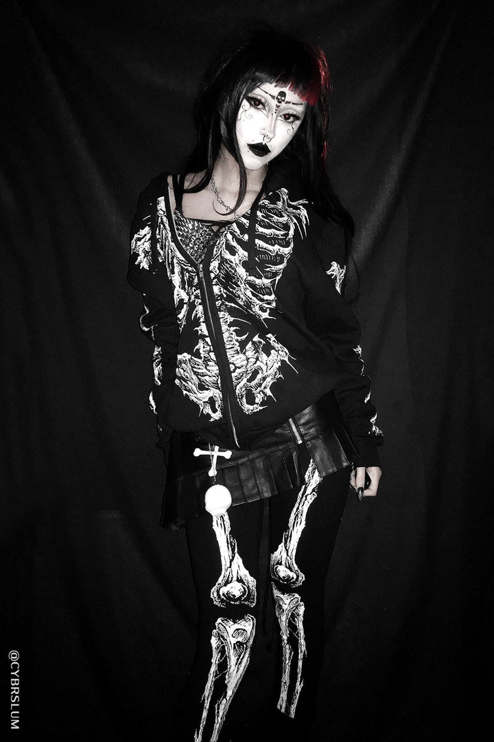 Dead Inside Skeleton Hoodie - mens outerwear - VampireFreaks - VampireFreaks