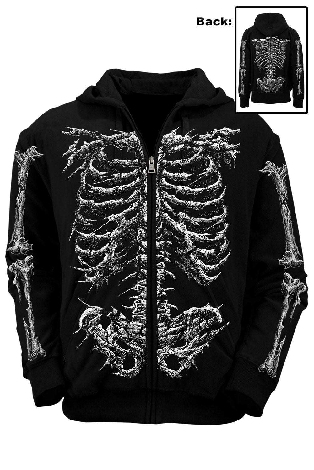 Dead Inside Skeleton Hoodie - mens outerwear - VampireFreaks - VampireFreaks