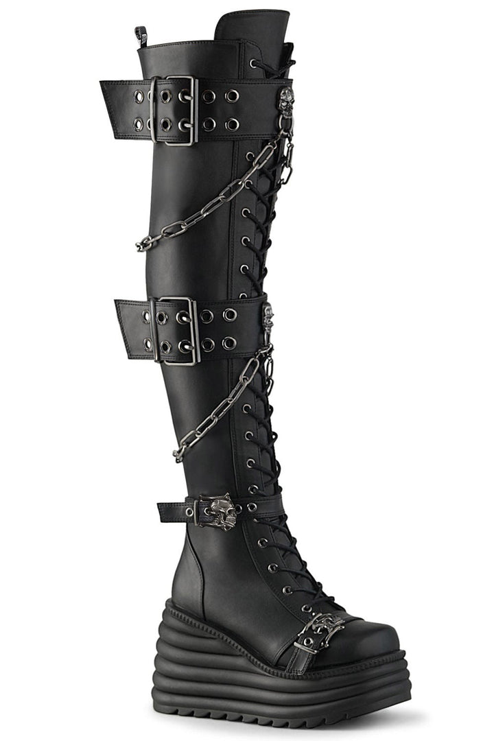 Dead Inside Thigh High Platforms [MORTE - 312] - womens shoes - VampireFreaks - Demonia