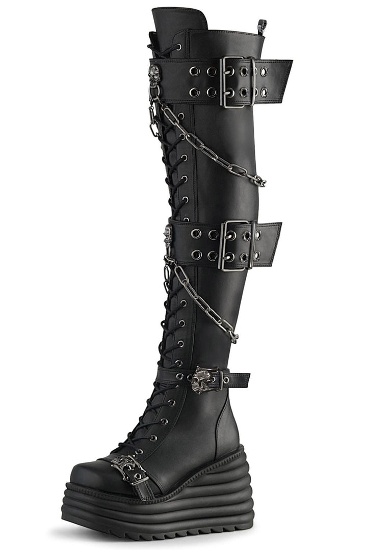 Dead Inside Thigh High Platforms [MORTE - 312] - womens shoes - VampireFreaks - Demonia