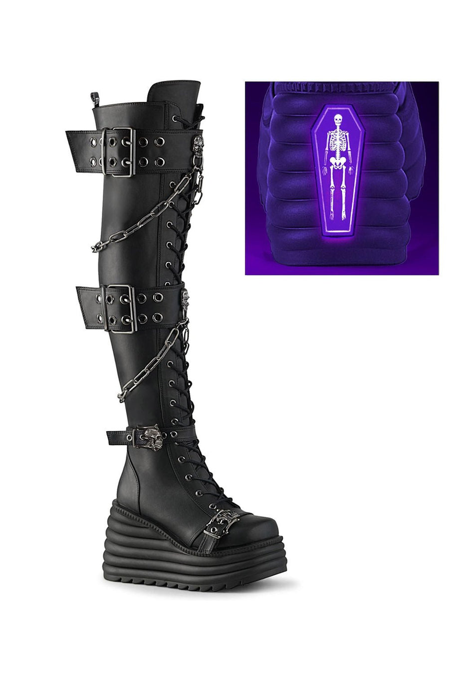 Dead Inside Thigh High Platforms [MORTE - 312] - womens shoes - VampireFreaks - Demonia