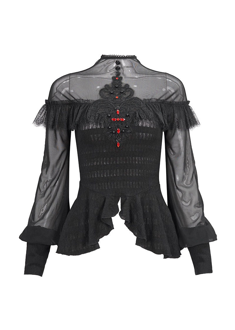 Dead Letters Peplum Top - womens tops - VampireFreaks - Devil Fashion