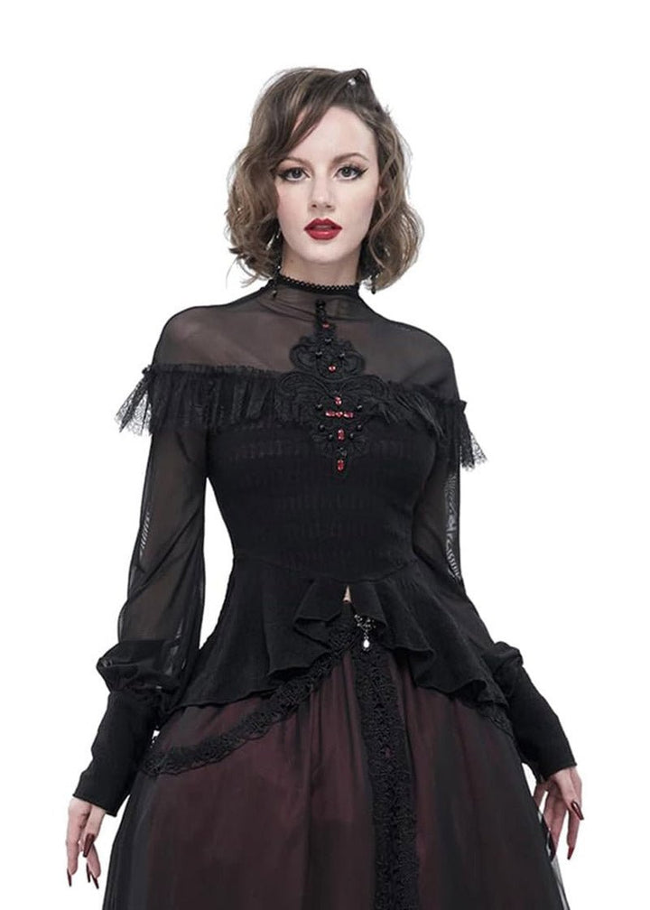 Dead Letters Peplum Top - womens tops - VampireFreaks - Devil Fashion