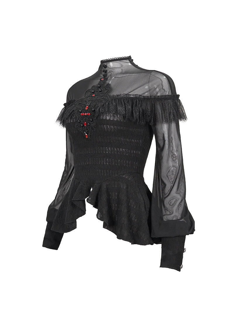 Dead Letters Peplum Top - womens tops - VampireFreaks - Devil Fashion