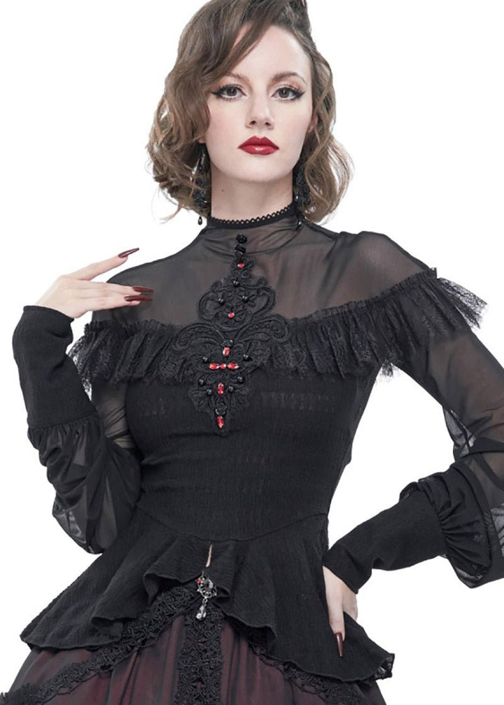 Dead Letters Peplum Top - womens tops - VampireFreaks - Devil Fashion