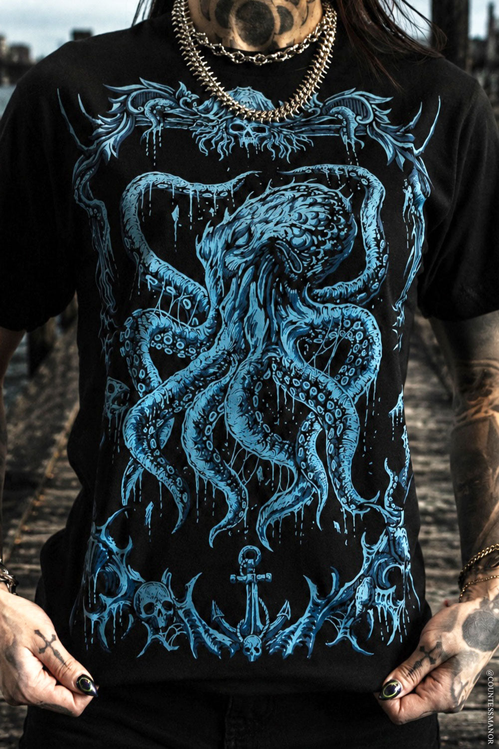 gothic piratecore kraken sea monster cryptid shirt