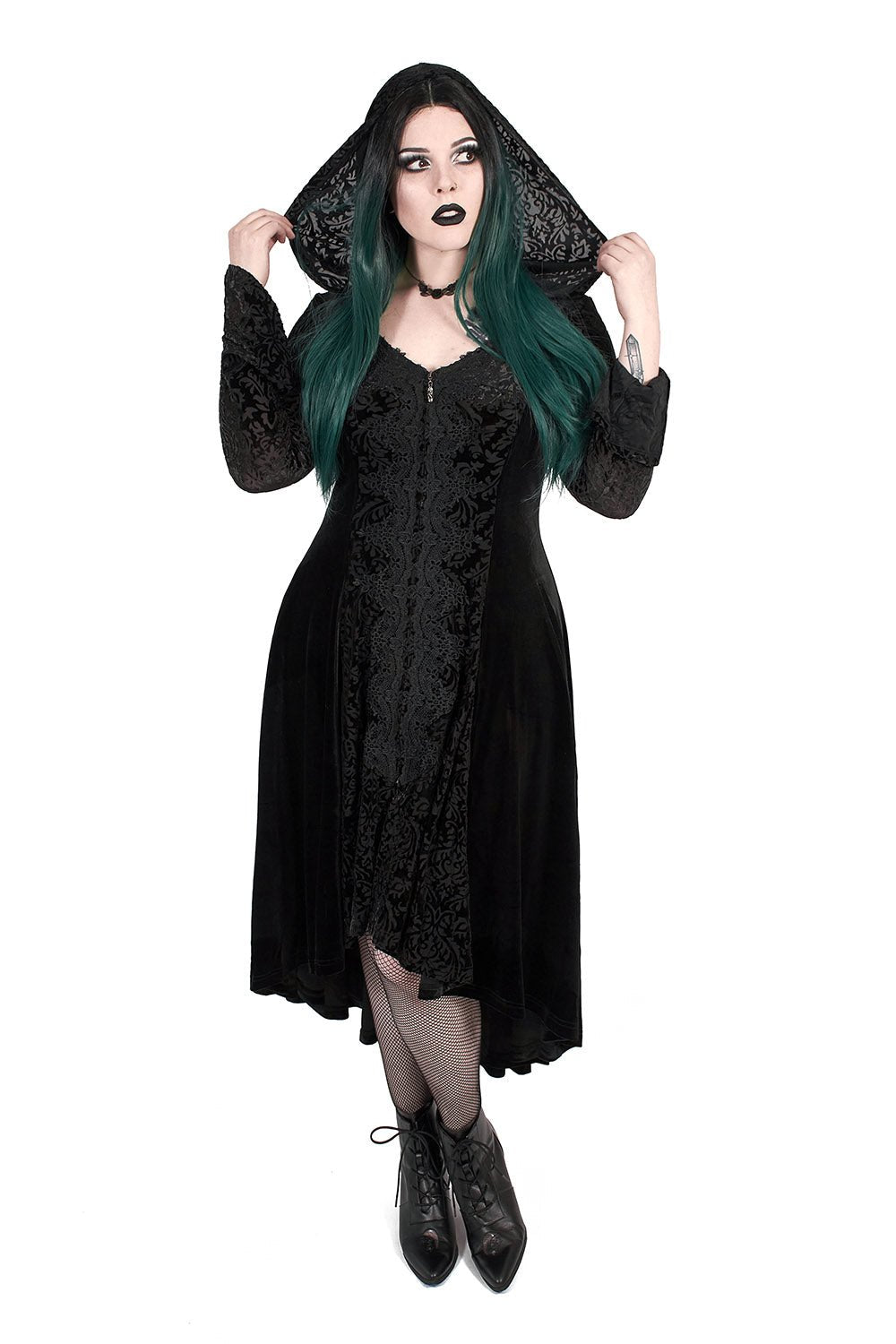 Dead Moon Velvet Coat - womens outerwear - VampireFreaks - Punk Rave