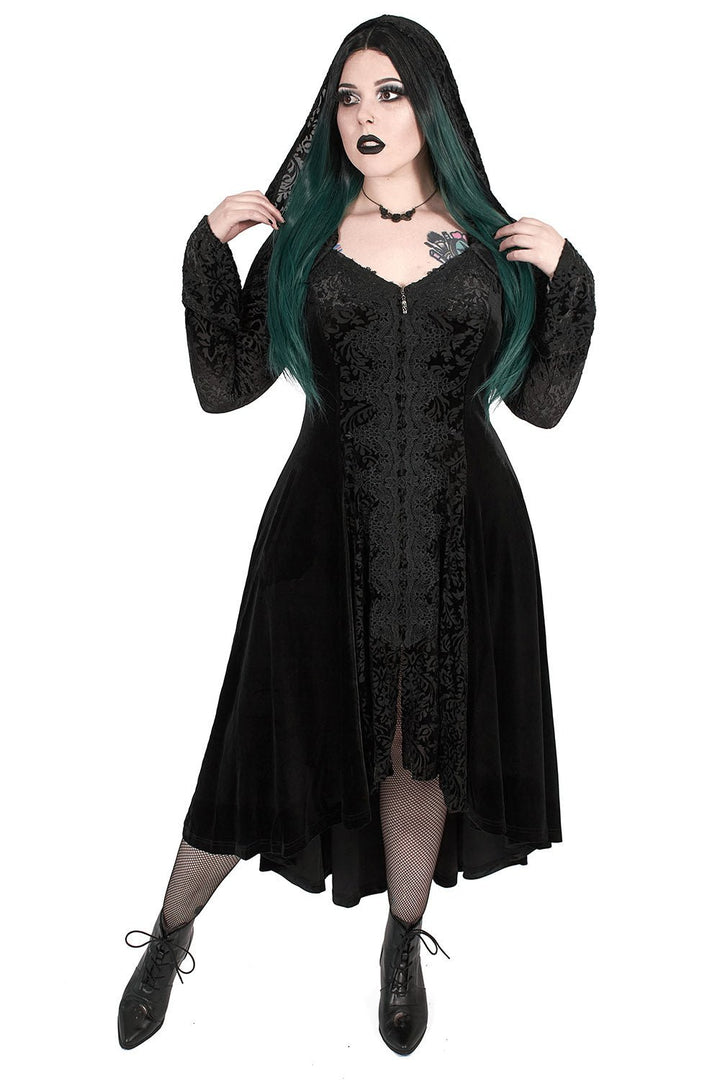 Dead Moon Velvet Coat - womens outerwear - VampireFreaks - Punk Rave