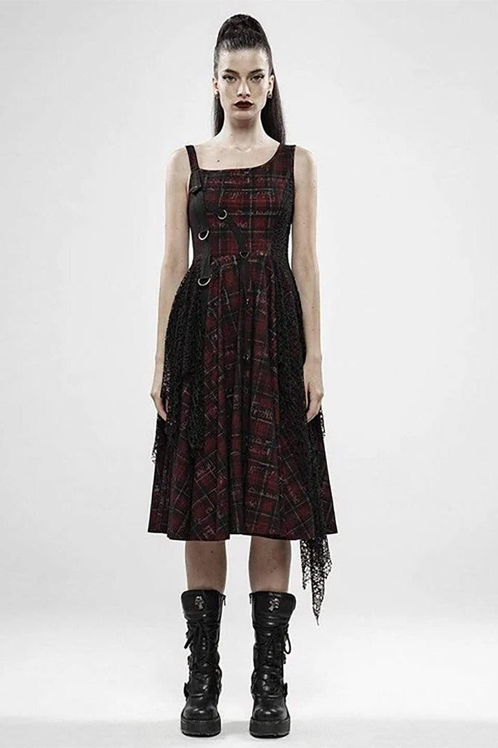 Dead Red Plaid Punk Dress - dresses - VampireFreaks - Punk Rave