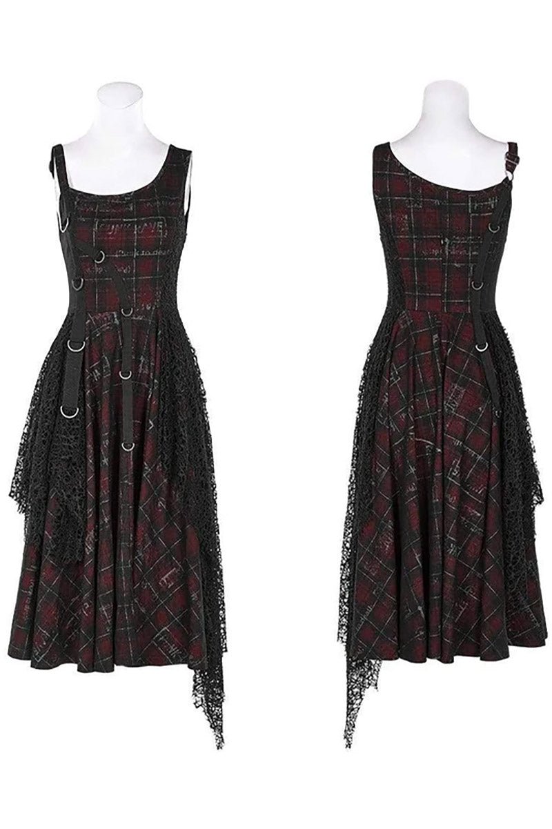 Dead Red Plaid Punk Dress - dresses - VampireFreaks - Punk Rave