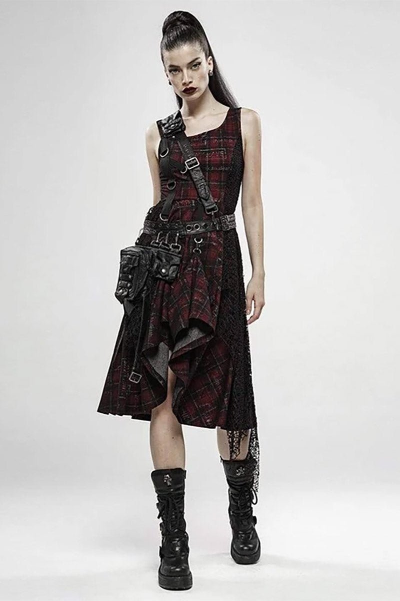 Dead Red Plaid Punk Dress