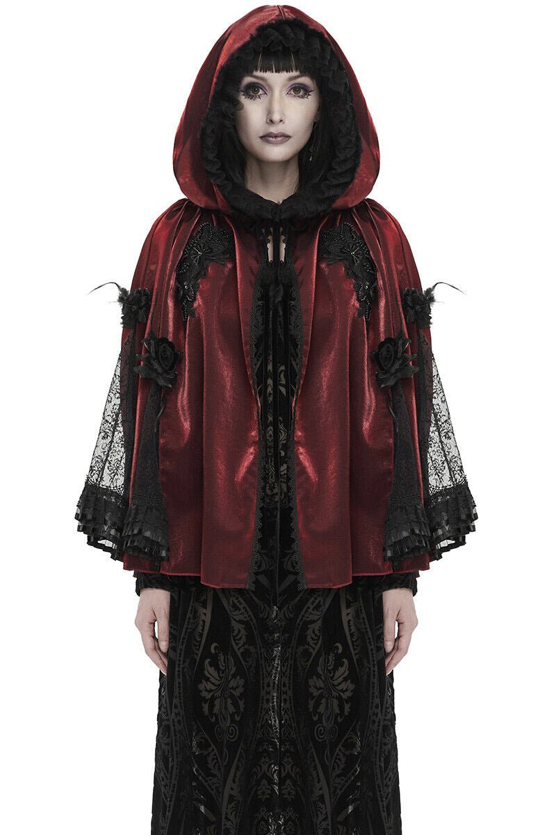 Dead Riding Hood Cloak [SCARLET] - womens outerwear - VampireFreaks - Devil Fashion