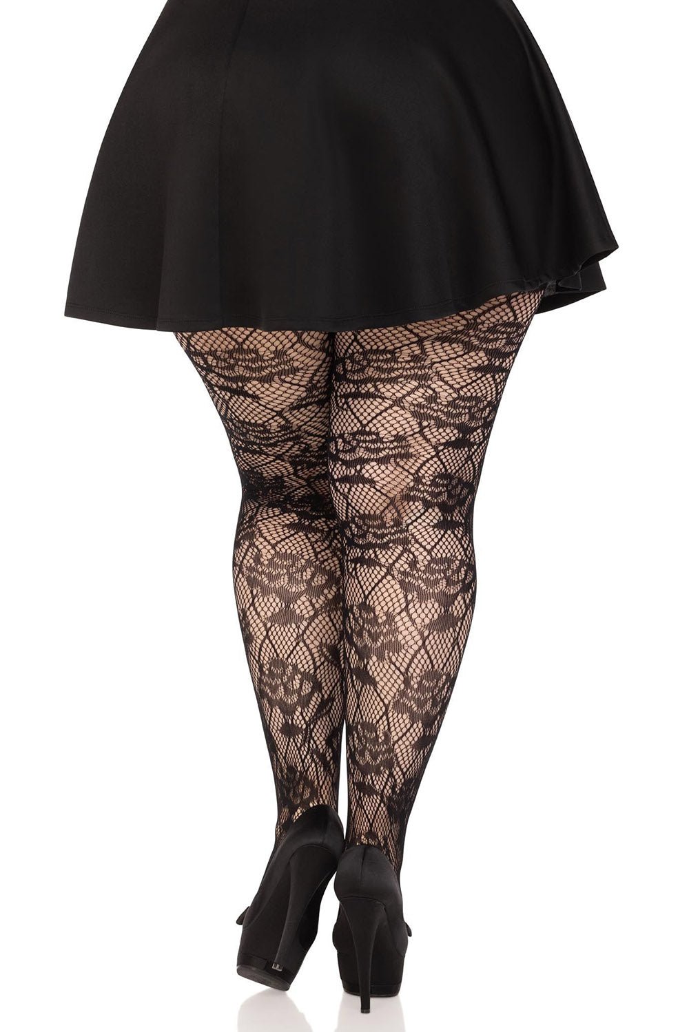 Dead Roses Fishnet Tights [Plus Size] - socks & stockings - VampireFreaks - Leg Avenue