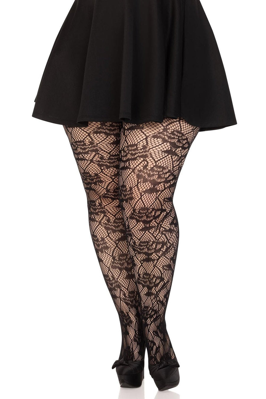 Dead Roses Fishnet Tights [Plus Size] - socks & stockings - VampireFreaks - Leg Avenue