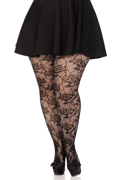 Dead Roses Fishnet Tights Plus Size VampireFreaks