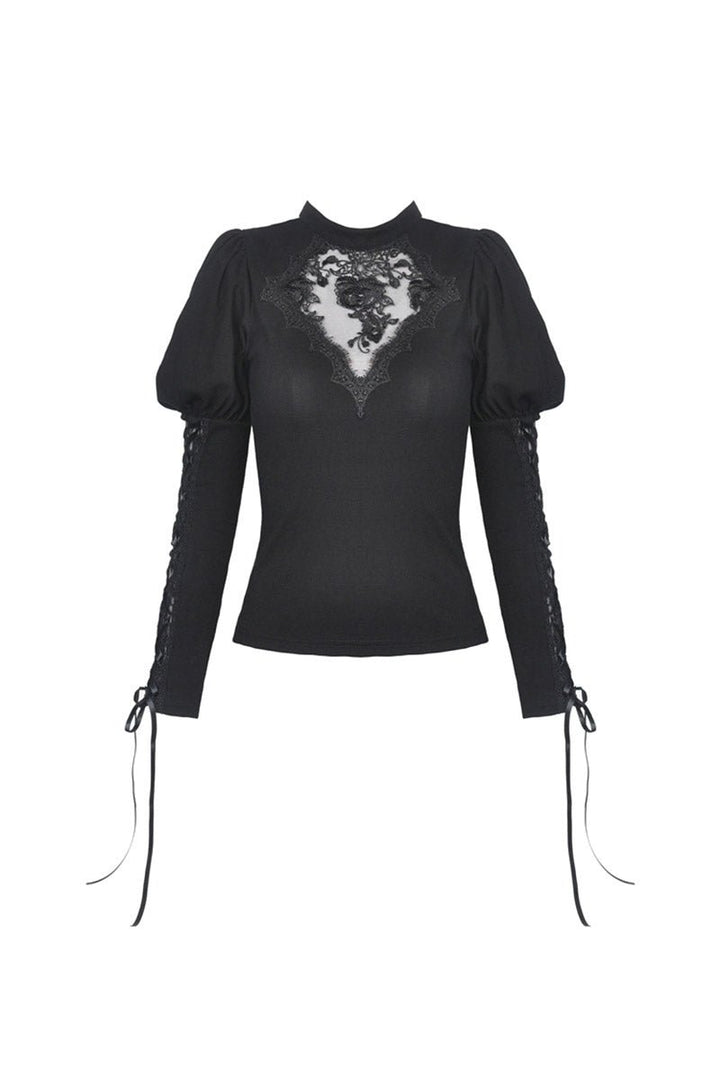 Dead Roses Goth Puffed Sleeve Top - womens tops - VampireFreaks - Dark In Love