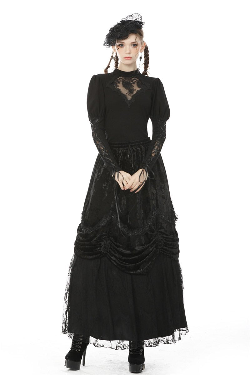 Dead Roses Goth Puffed Sleeve Top - womens tops - VampireFreaks - Dark In Love