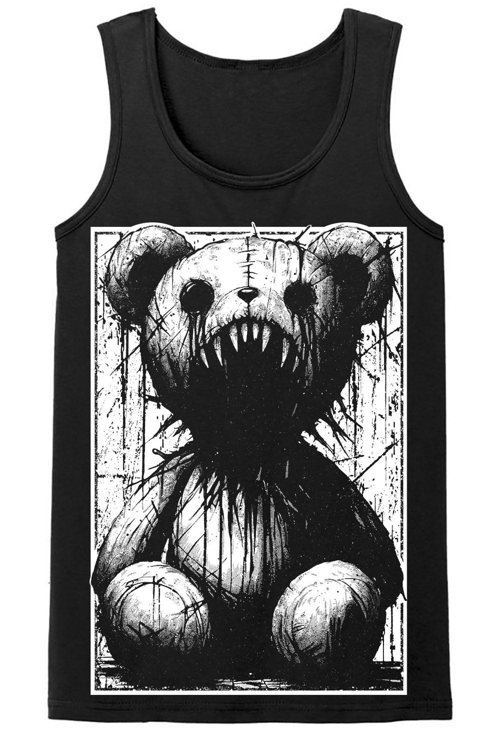 black cotton heavy metal teddy bear t-shirt tank top
