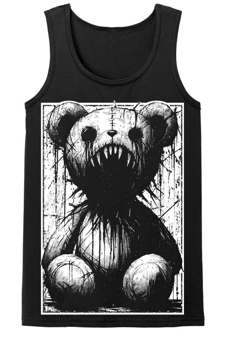 black cotton heavy metal teddy bear t-shirt tank top