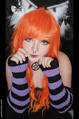 Dead Violets Striped Leg Warmers [Black/Purple]