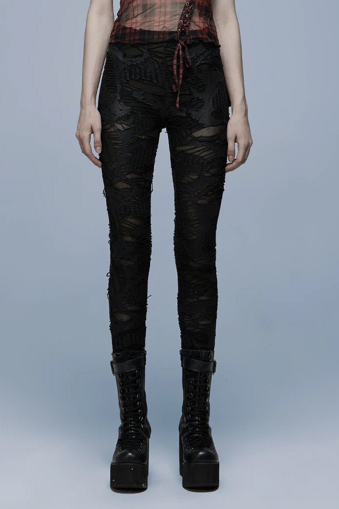 Dear Diary Distressed Leggings - womens bottoms - VampireFreaks - Punk Rave