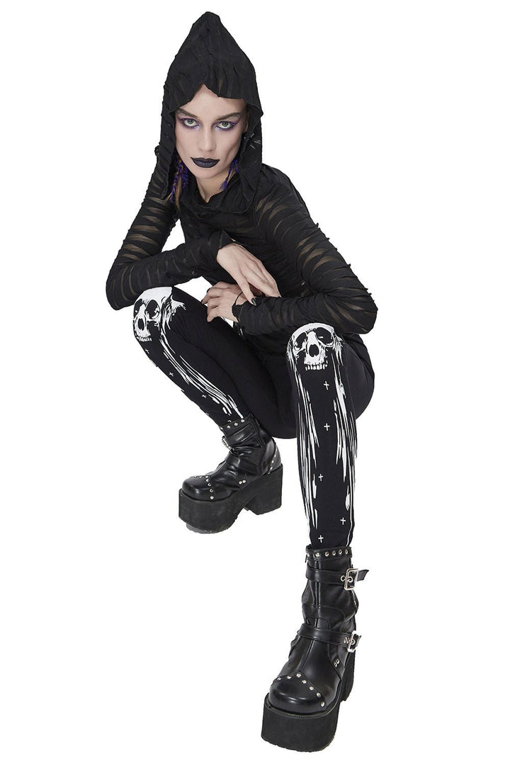 Death is Fleeting Leggings - womens bottoms - VampireFreaks - Devil Fashion