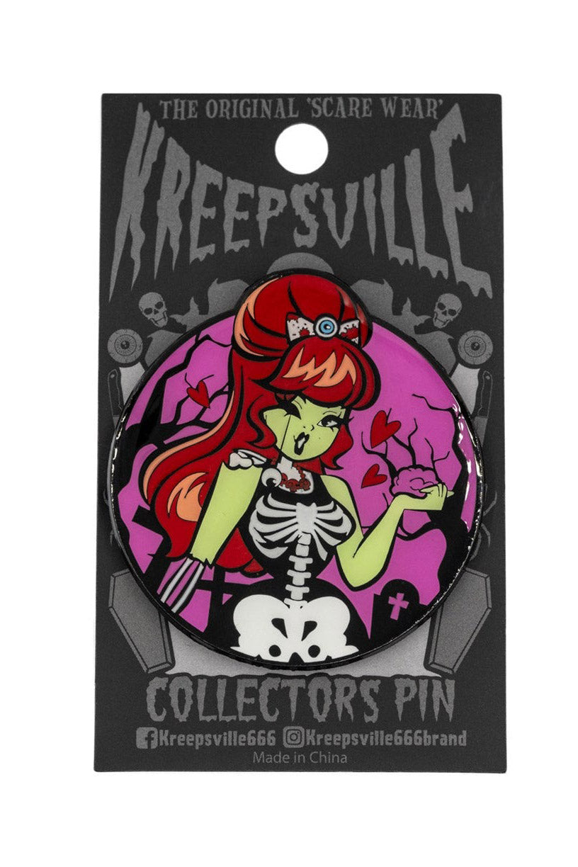 Zombie Girl Moon Glow Enamel Pin