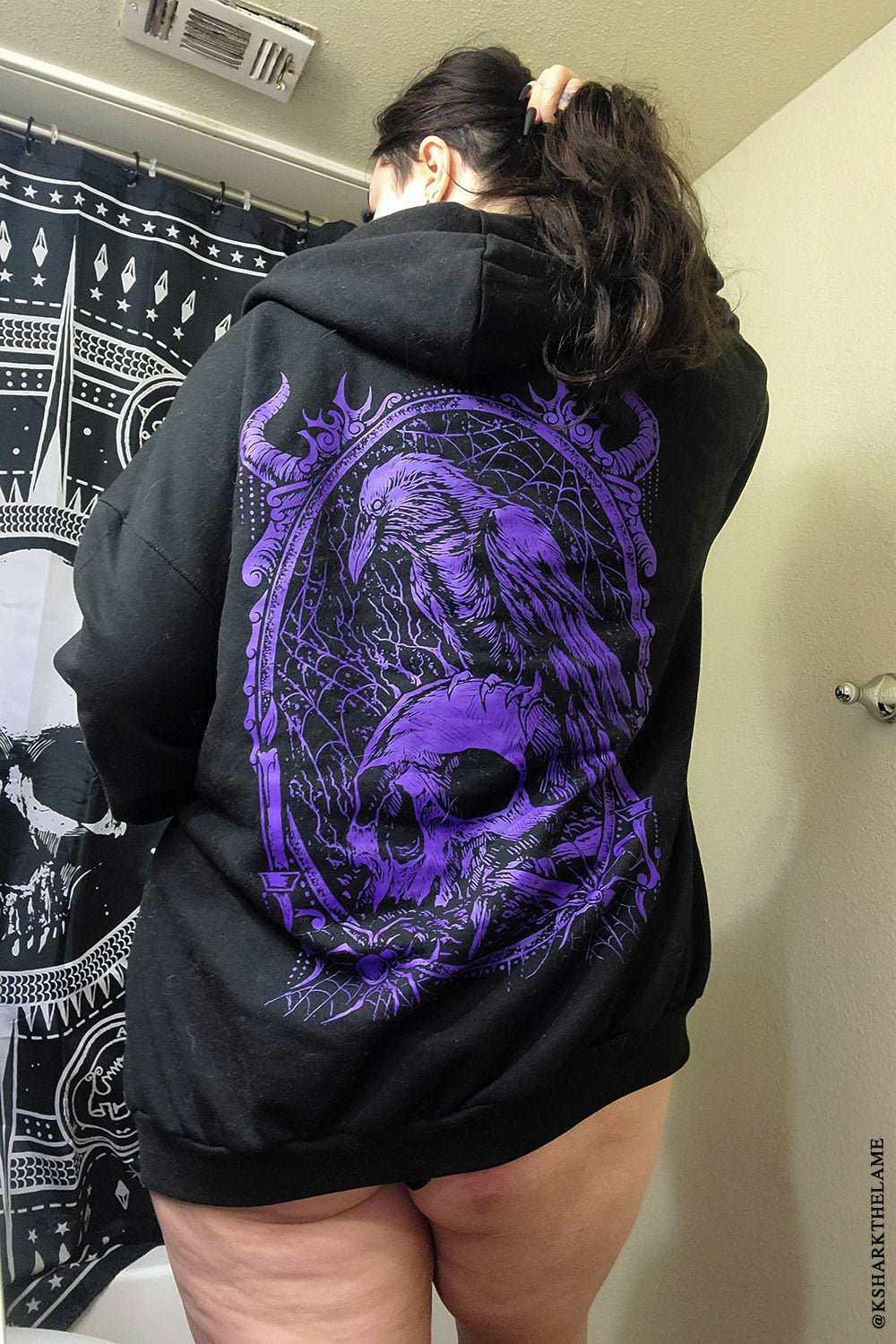 Death Raven Hoodie w/ Crow Sleeves [PURPLE] - mens outerwear - VampireFreaks - VampireFreaks