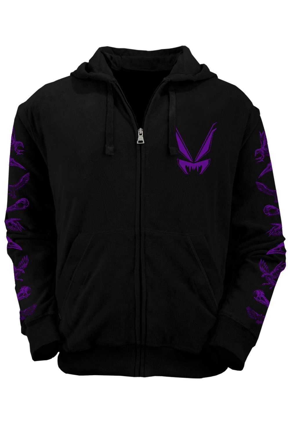 Death Raven Hoodie w/ Crow Sleeves [PURPLE] - mens outerwear - VampireFreaks - VampireFreaks