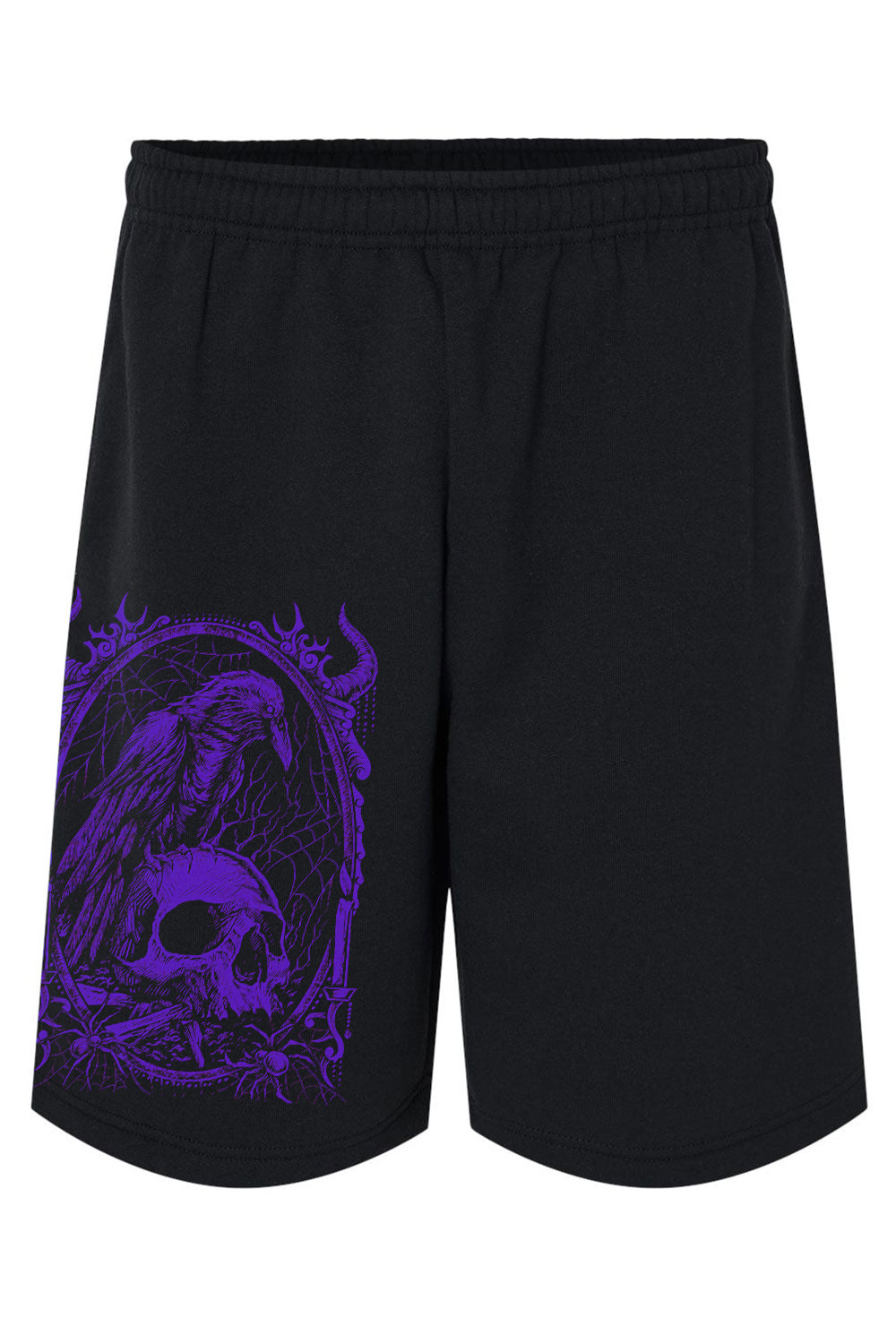 mens gothic purple black cotton jogger shorts