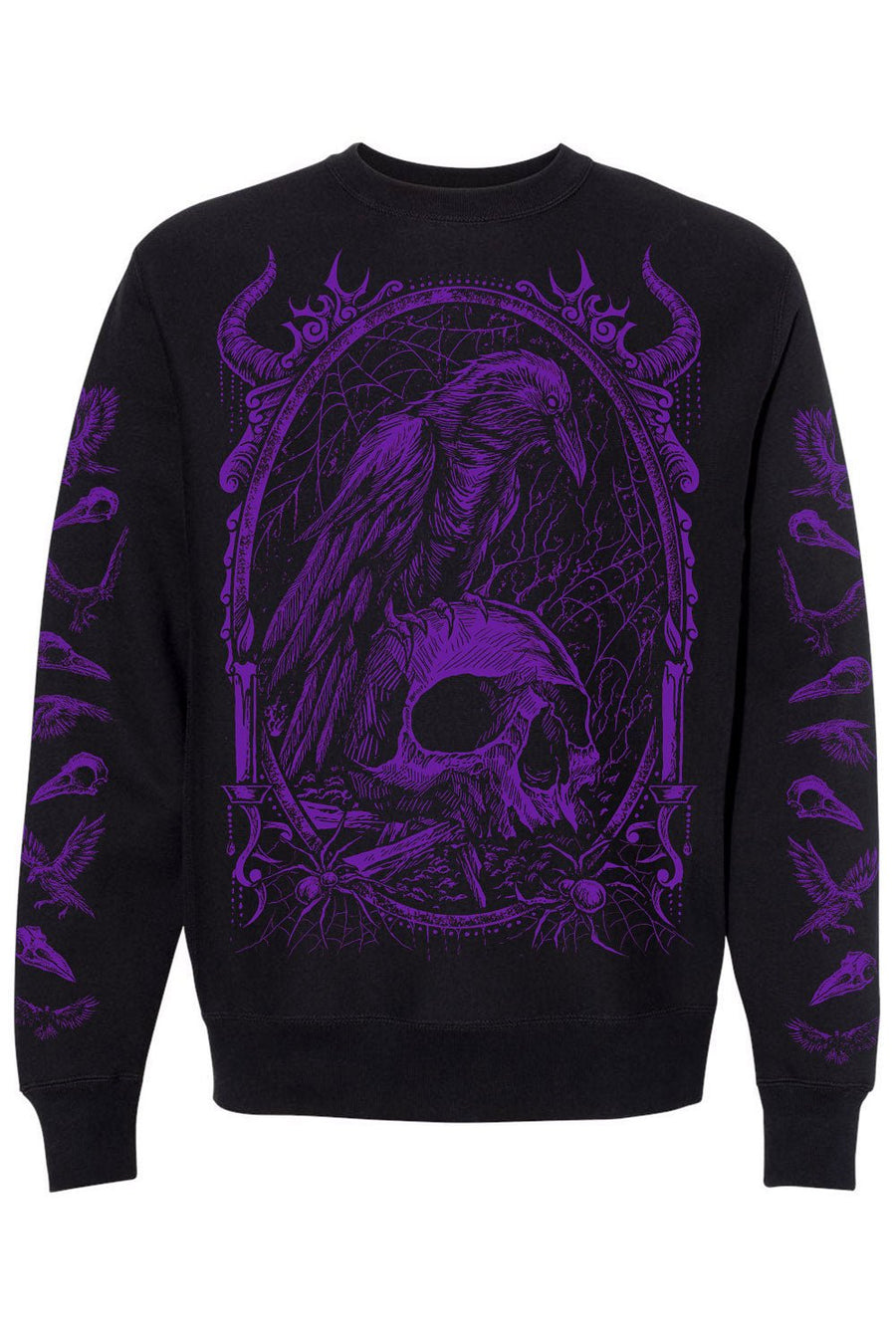 Death Raven Sweatshirt w/ Crow Sleeves [PURPLE] - mens outerwear - VampireFreaks - VampireFreaks