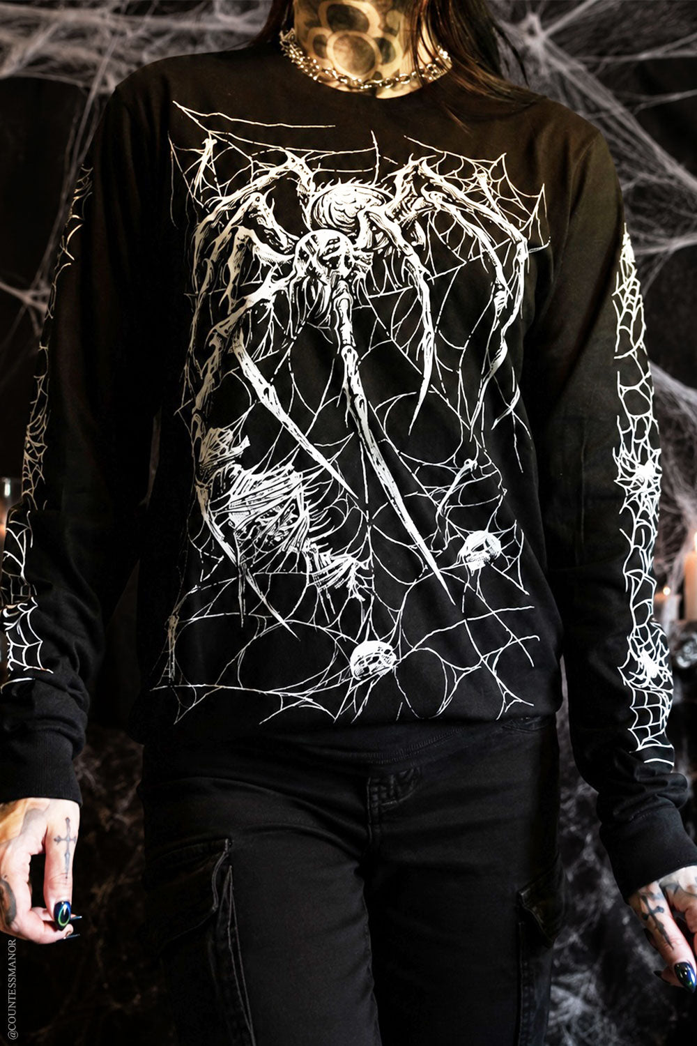 gothic spider long sleeve shirt