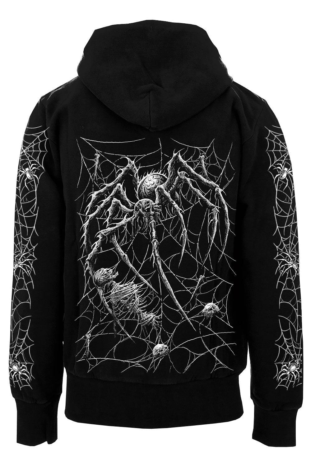 Death Spider Hoodie [Spiderweb Sleeves] - mens outerwear - VampireFreaks - VampireFreaks