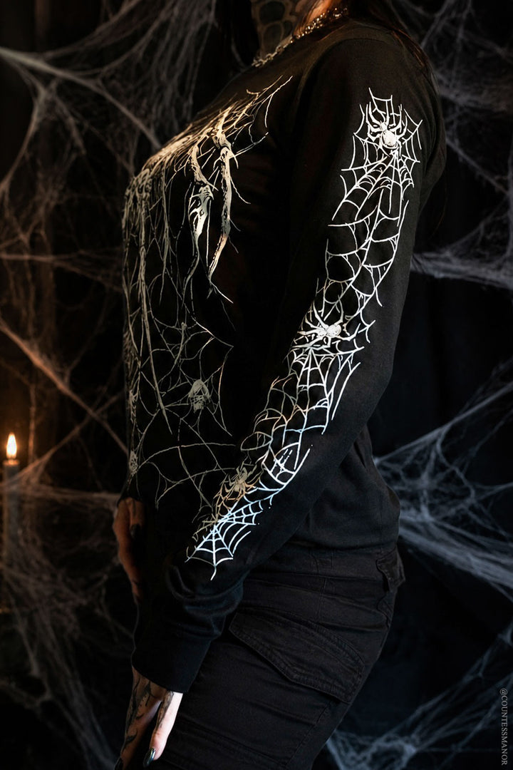 black widow gothic spider long sleeve shirt