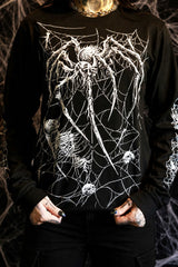 gothic spider long sleeve shirt with spiderweb sleeves