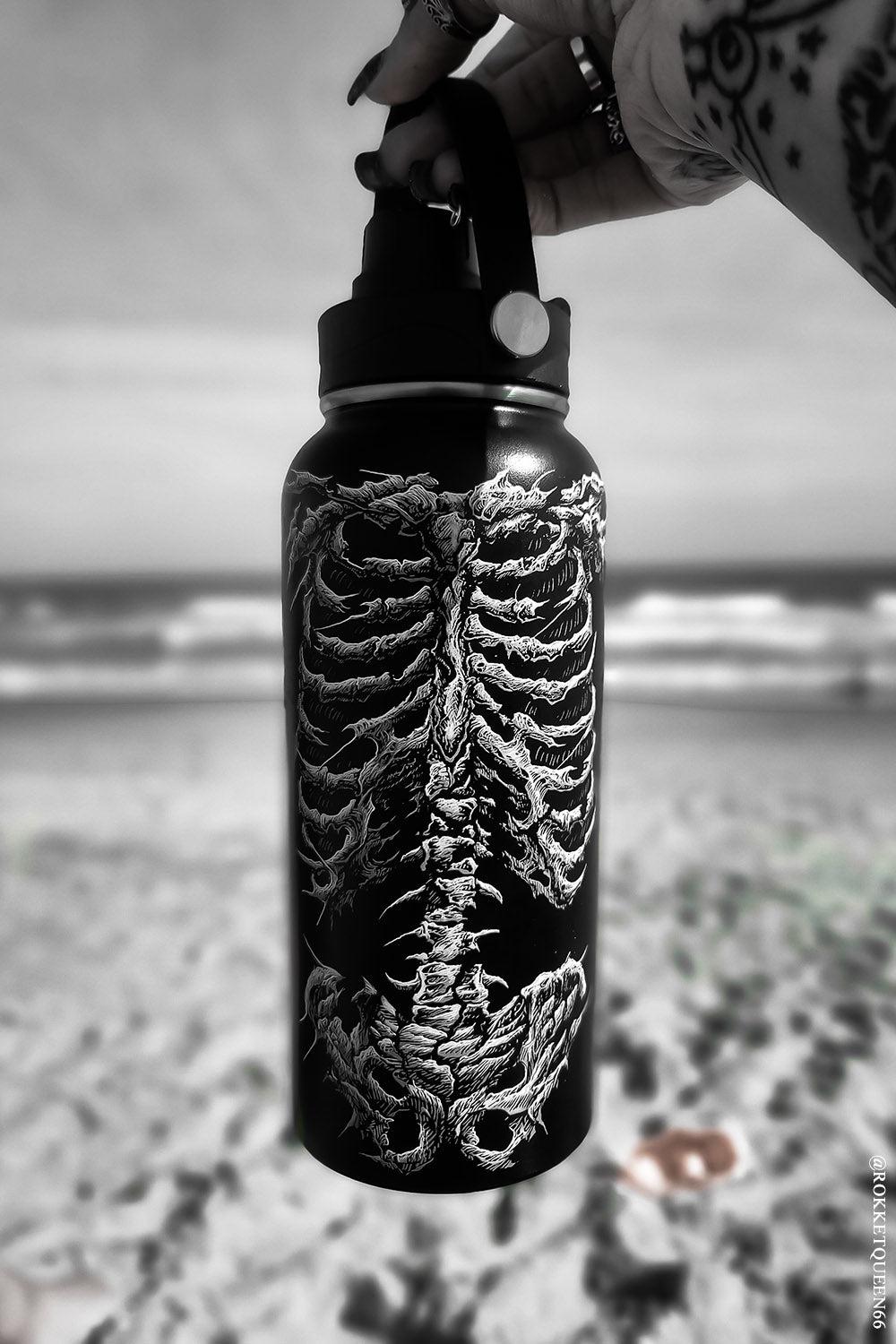 punk stainless steel large halloween skeleton water bottle