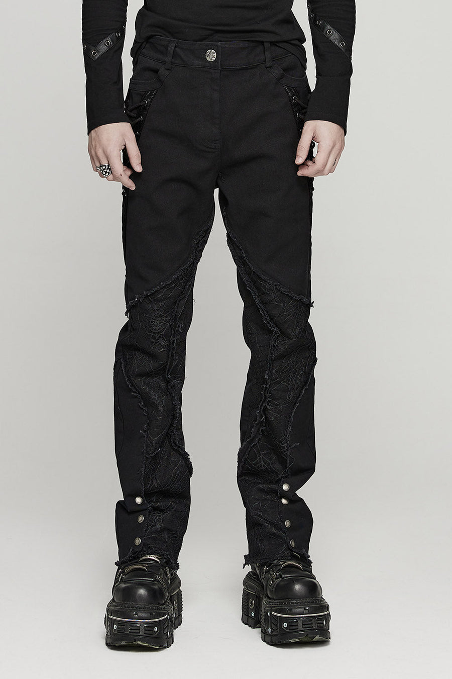 Death Webs Distressed Pants [BLACK]