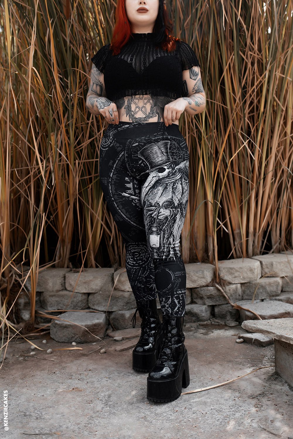 Deathcore Plague Doctor Leggings - womens bottoms - VampireFreaks - VampireFreaks