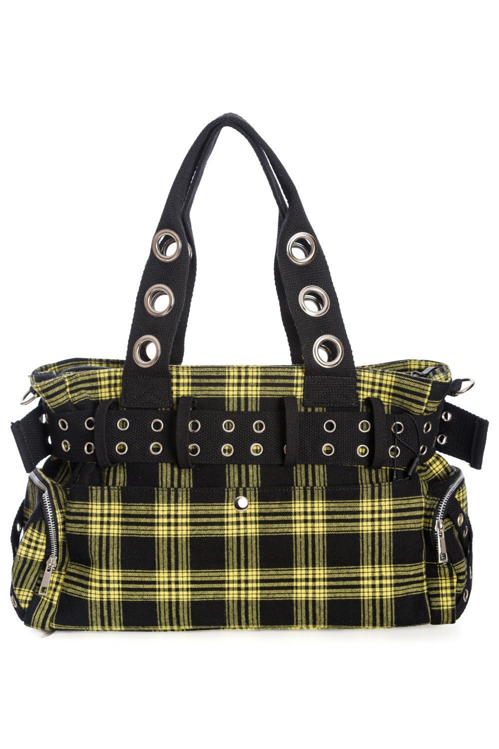 Deathhawk Punk Plaid Handbag [YELLOW] - bags & wallets - VampireFreaks - Banned Apparel / Lost Queen