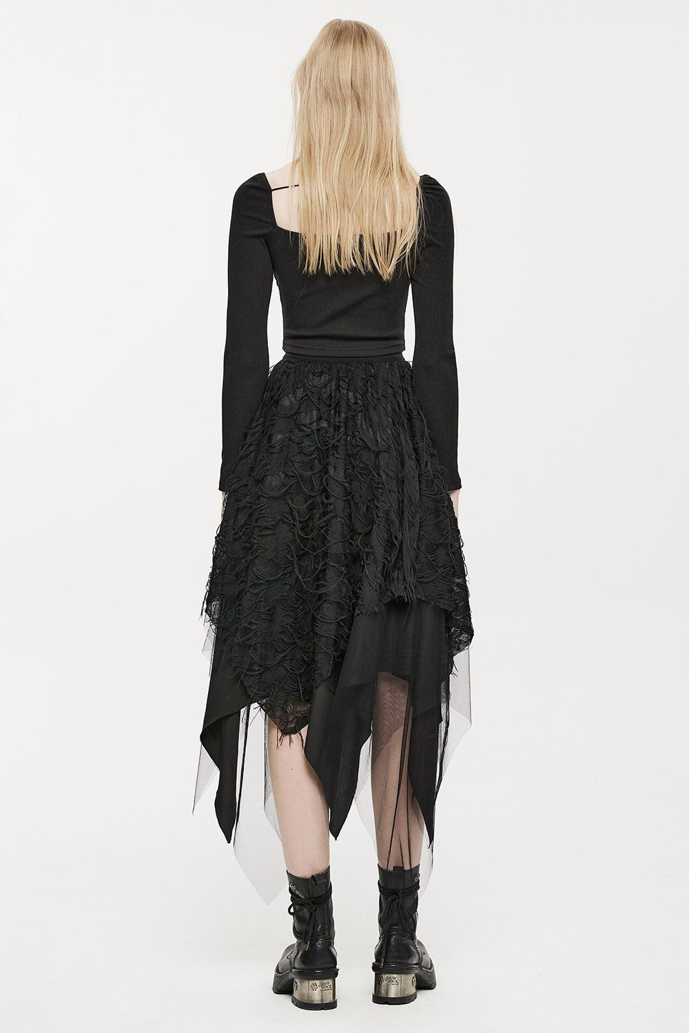 Deathmoth Distressed Midi Skirt - skirts - VampireFreaks - Punk Rave