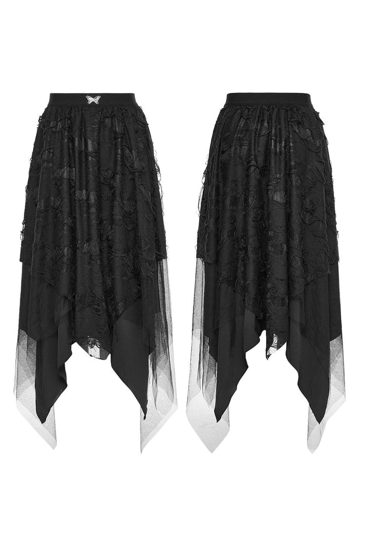 Deathmoth Distressed Midi Skirt - skirts - VampireFreaks - Punk Rave