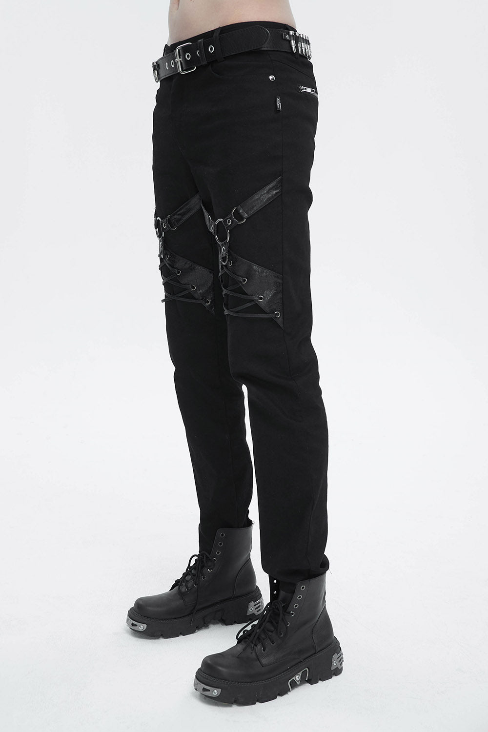 mens black harness pants