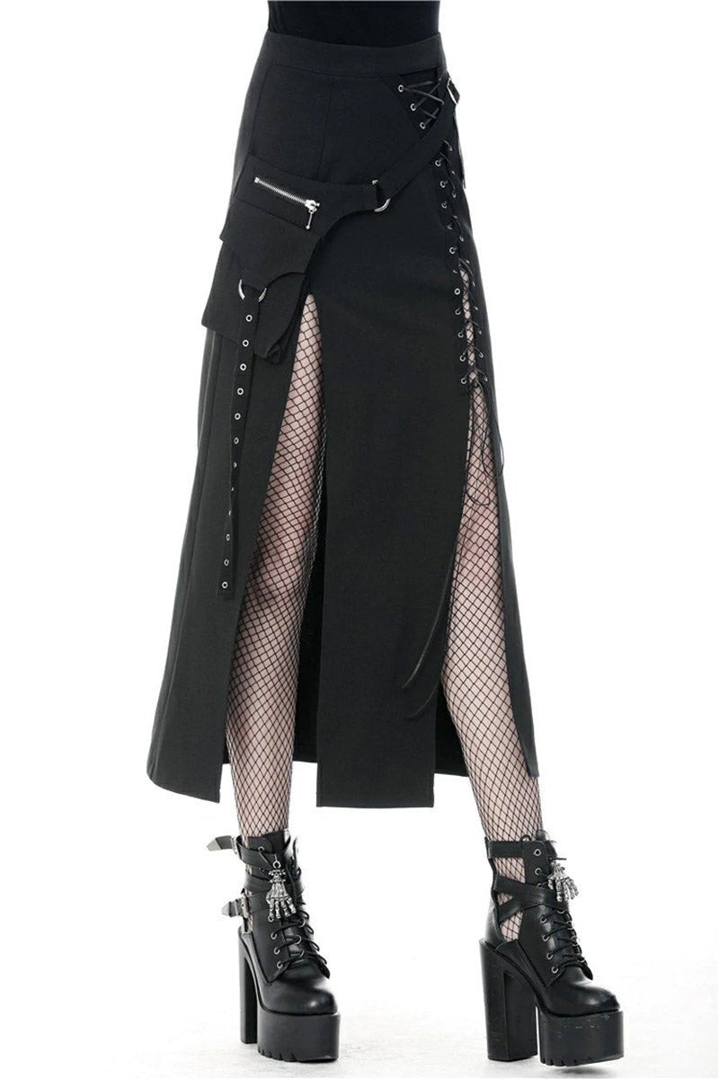 Deathrock Slit Maxi Skirt - skirts - VampireFreaks - Dark In Love