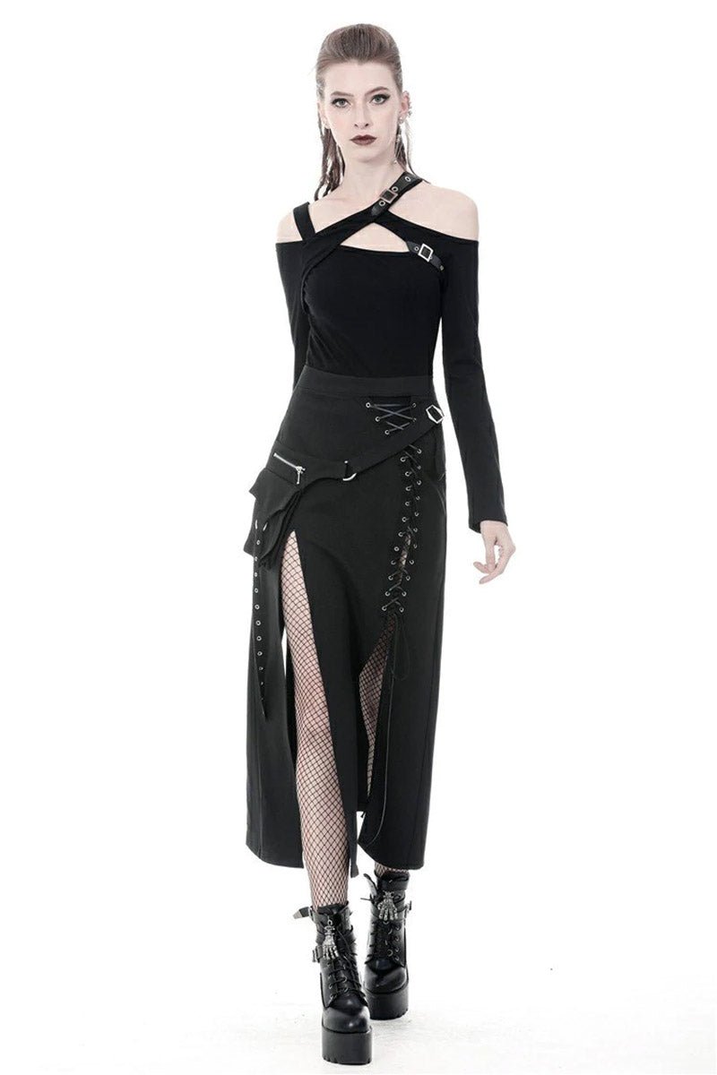 Deathrock Slit Maxi Skirt - skirts - VampireFreaks - Dark In Love