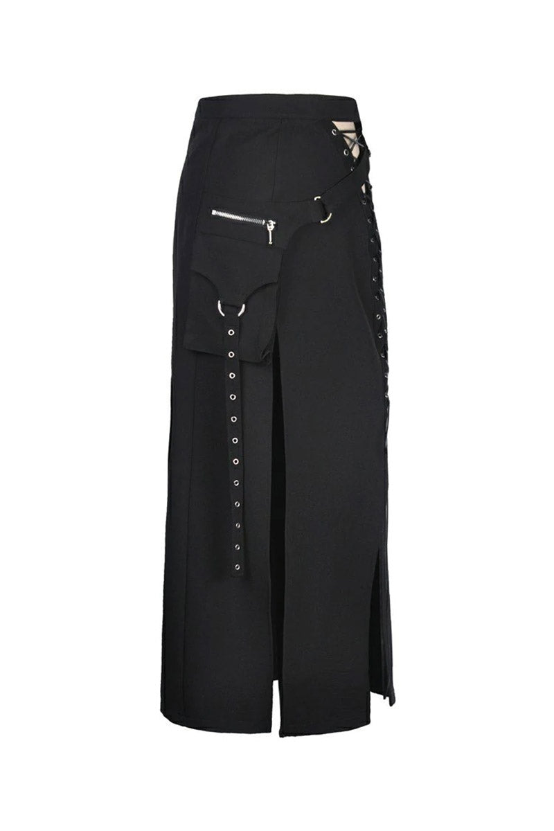 Deathrock Slit Maxi Skirt - skirts - VampireFreaks - Dark In Love