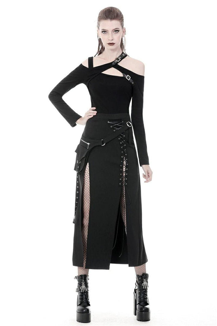 Deathrock Slit Maxi Skirt - skirts - VampireFreaks - Dark In Love