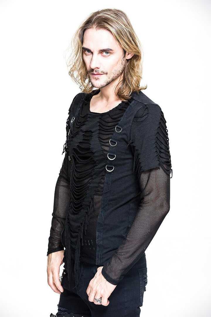 Deathtrap Shredded Tattered Top - mens tops - VampireFreaks - Devil Fashion